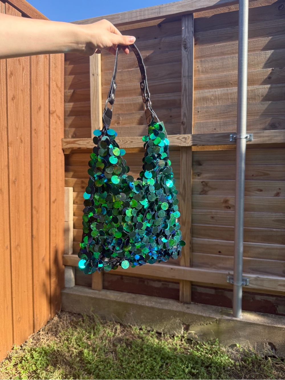 Green Sequin Shoulder Bag - Distinctive vintage Evening Tote